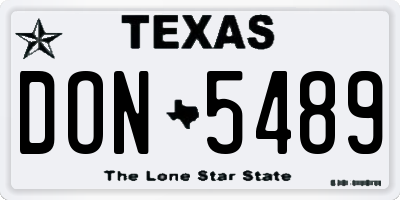 TX license plate DON5489