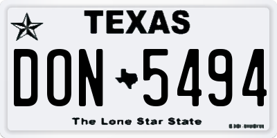 TX license plate DON5494