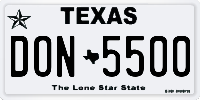 TX license plate DON5500