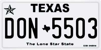 TX license plate DON5503