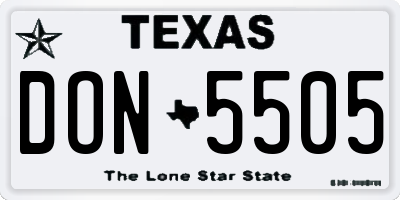 TX license plate DON5505