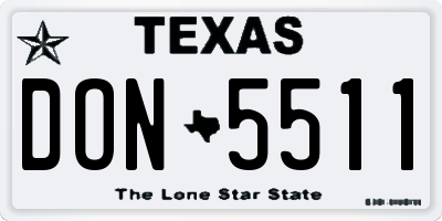 TX license plate DON5511