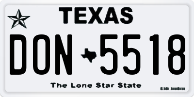 TX license plate DON5518