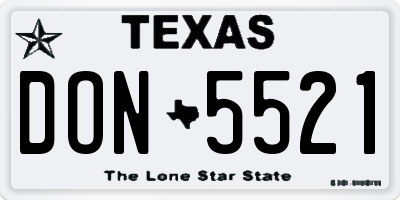 TX license plate DON5521