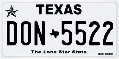 TX license plate DON5522