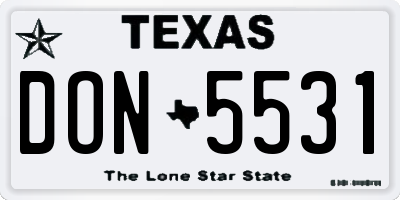 TX license plate DON5531