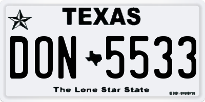 TX license plate DON5533