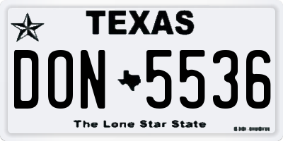 TX license plate DON5536