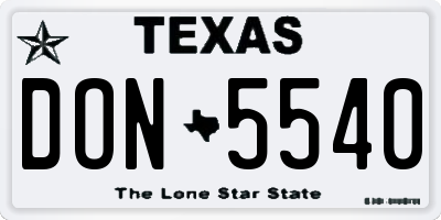 TX license plate DON5540