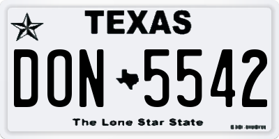 TX license plate DON5542