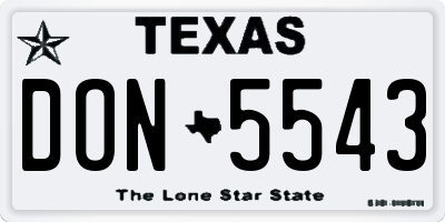 TX license plate DON5543