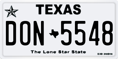 TX license plate DON5548