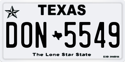TX license plate DON5549