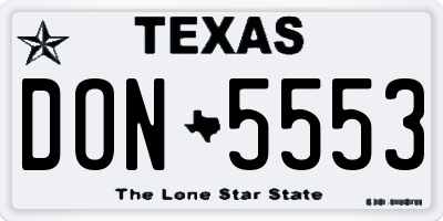 TX license plate DON5553