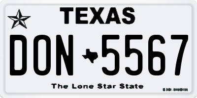 TX license plate DON5567
