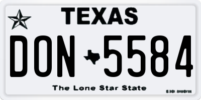 TX license plate DON5584