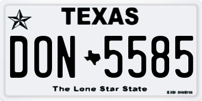 TX license plate DON5585