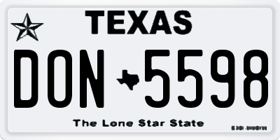 TX license plate DON5598