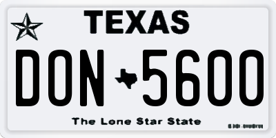 TX license plate DON5600
