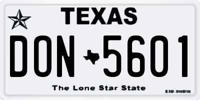 TX license plate DON5601