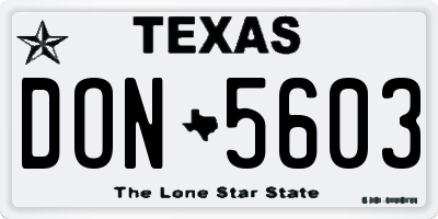 TX license plate DON5603