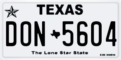 TX license plate DON5604