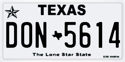 TX license plate DON5614