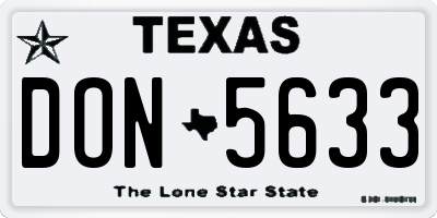 TX license plate DON5633