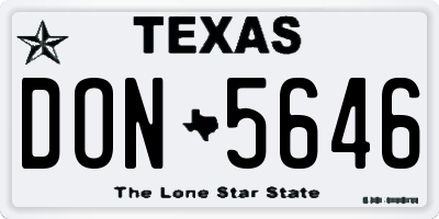 TX license plate DON5646