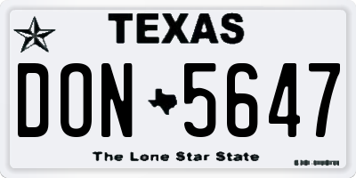 TX license plate DON5647