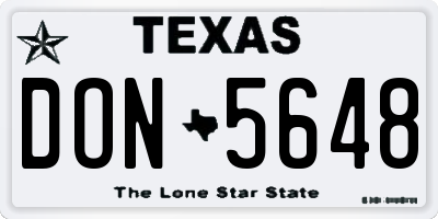 TX license plate DON5648