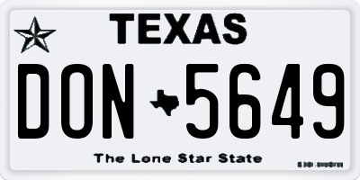 TX license plate DON5649