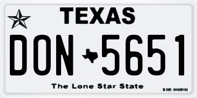TX license plate DON5651