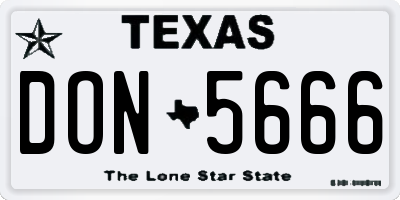 TX license plate DON5666
