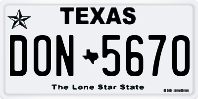 TX license plate DON5670