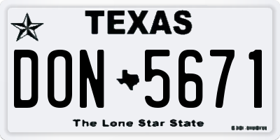 TX license plate DON5671
