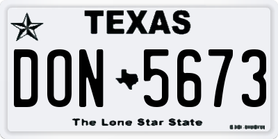 TX license plate DON5673