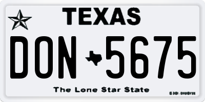 TX license plate DON5675