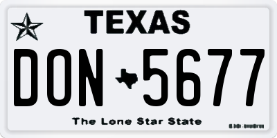 TX license plate DON5677