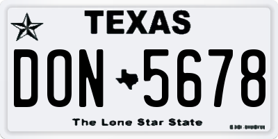 TX license plate DON5678