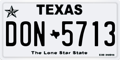 TX license plate DON5713