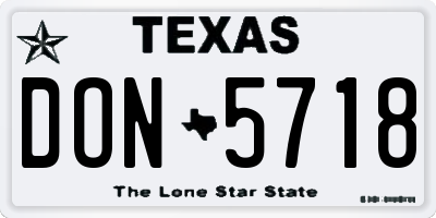 TX license plate DON5718
