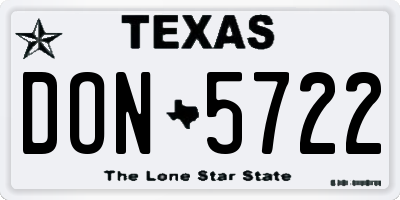 TX license plate DON5722