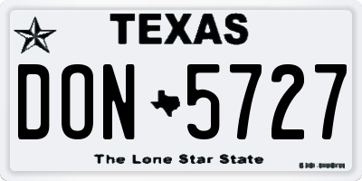 TX license plate DON5727
