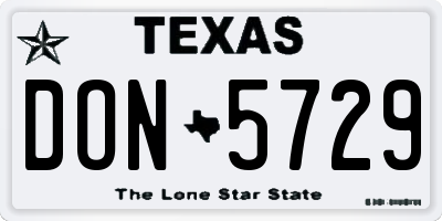 TX license plate DON5729
