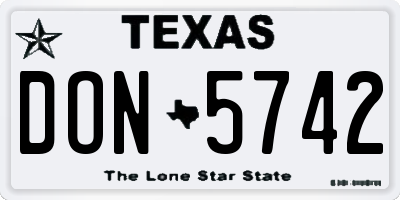 TX license plate DON5742