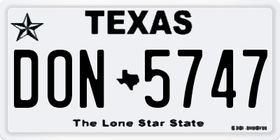 TX license plate DON5747