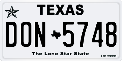 TX license plate DON5748