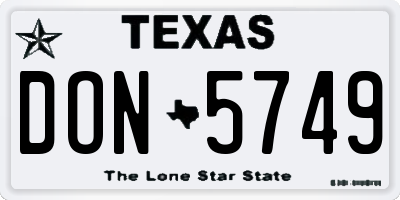 TX license plate DON5749