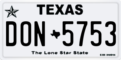 TX license plate DON5753